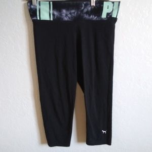 VS PINK Yoga cropped leggings tye dye waist band